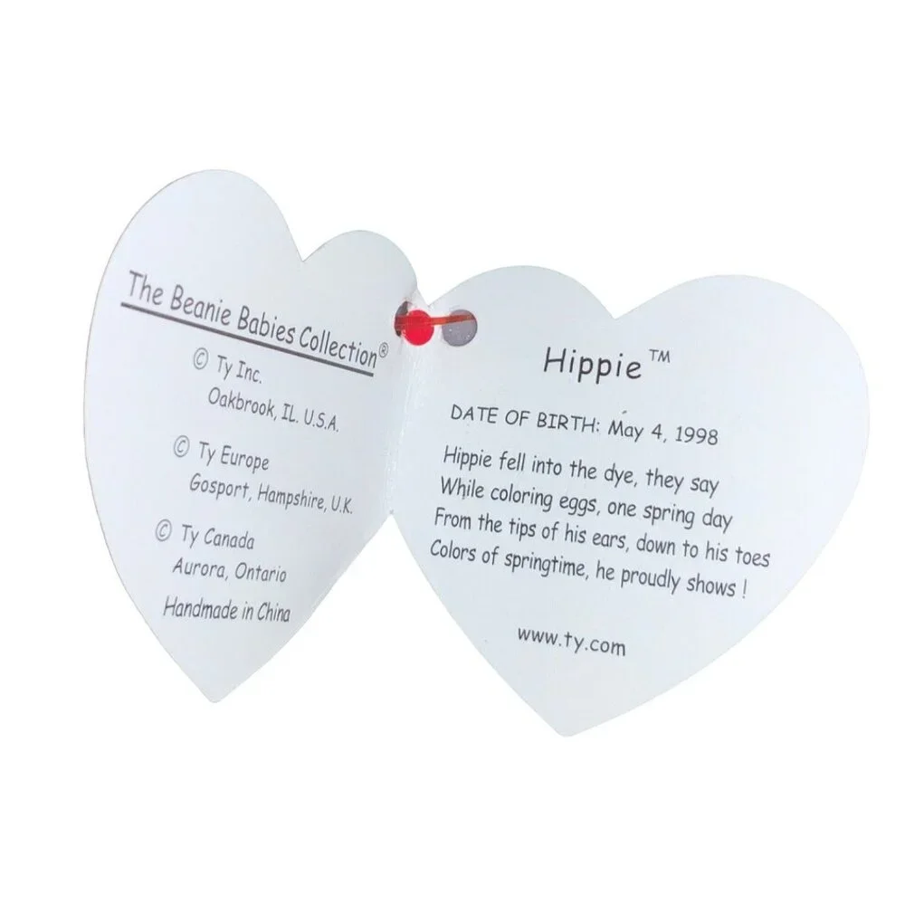 Ty Beanie Baby Hippie Bunny Pastel Tie-Dye Plush Toy 1998 Original With Tags - Picture 6 of 12